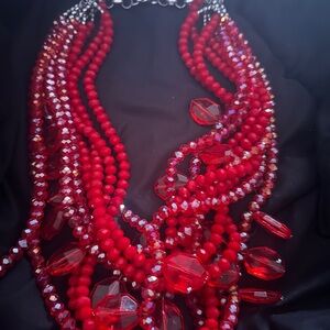 Bold Red Beaded Necklace